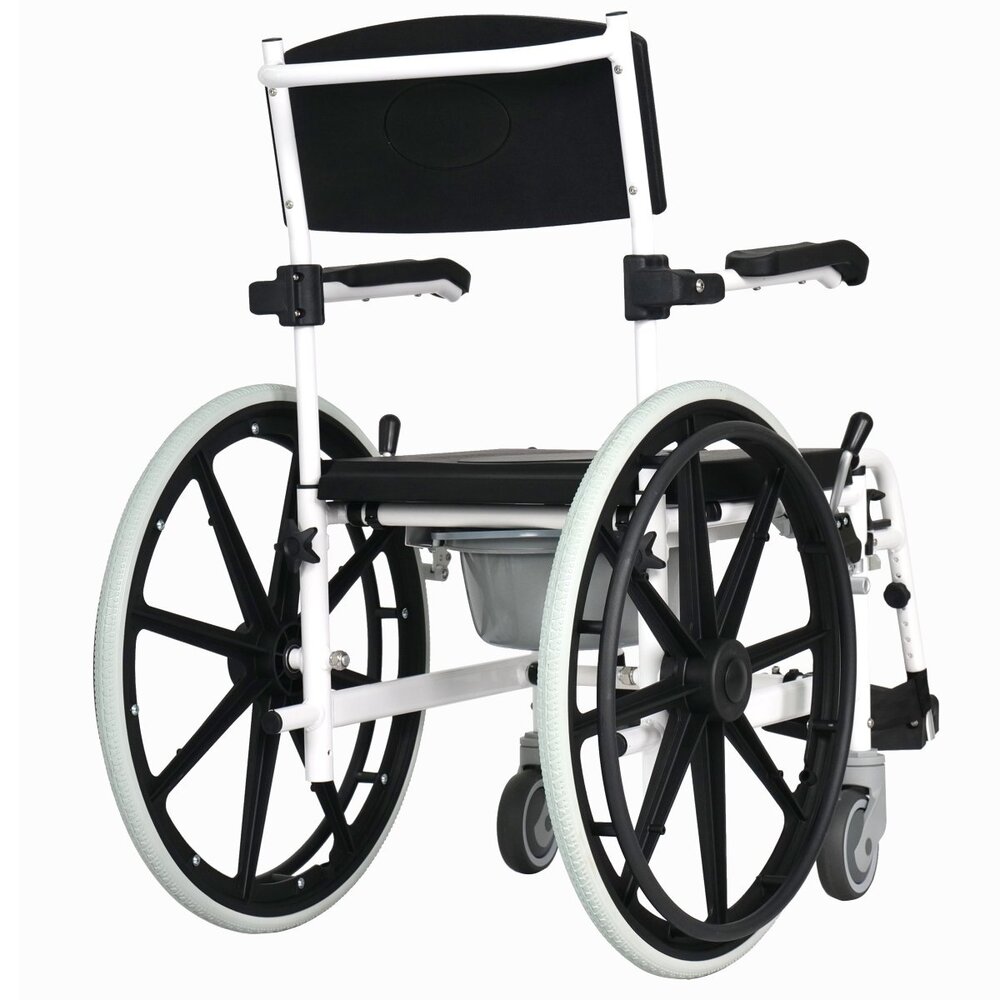 MultiMotion Verrijdbare douchestoel en toiletstoel in 1 met 24'' wielen