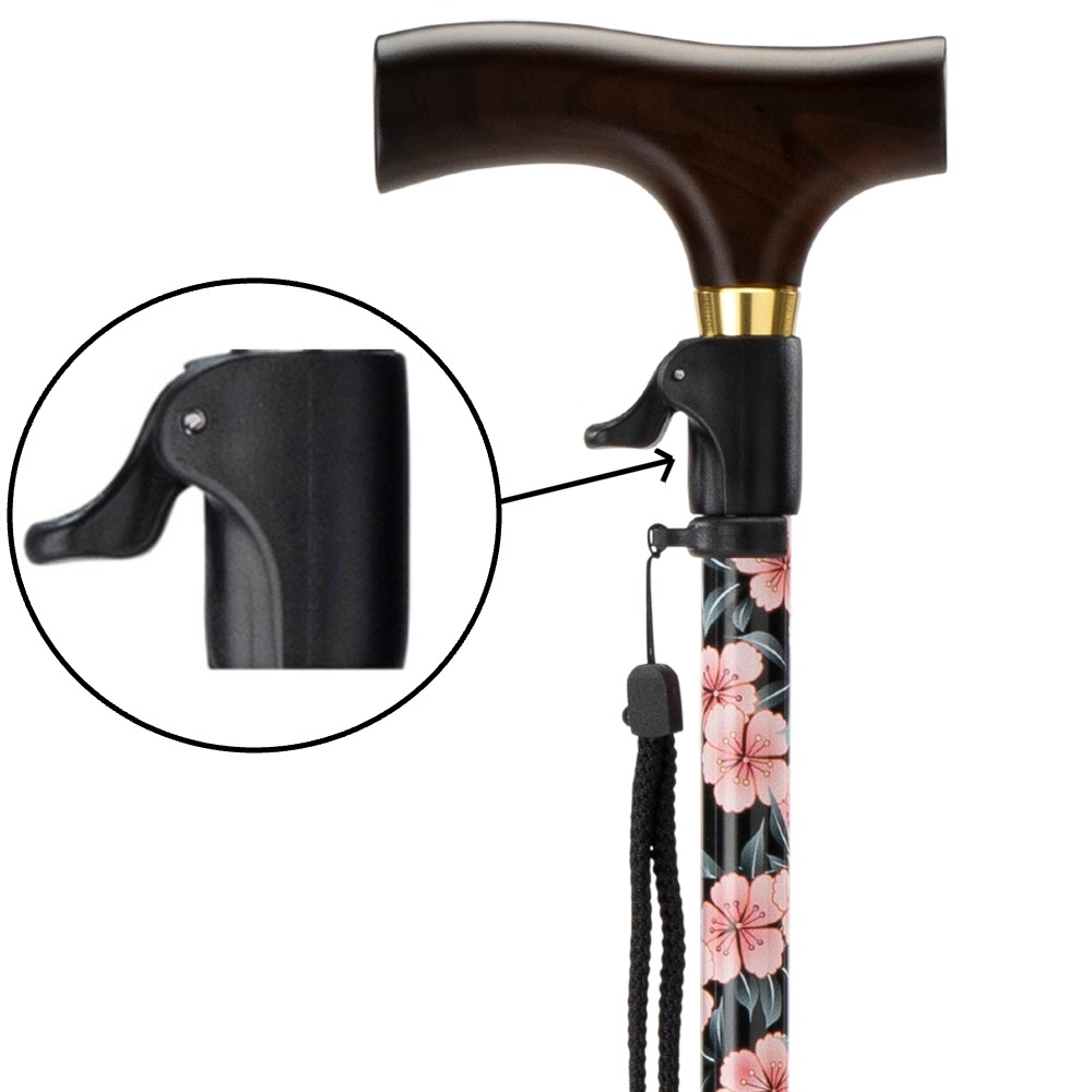 MultiMotion MultiMotion wandelstok met drukknop verstelling Bloemen