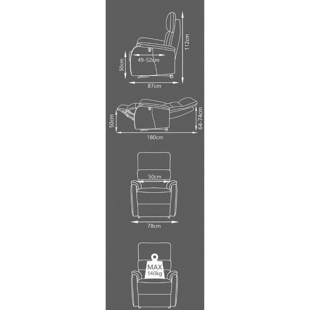 Basiq-seats Modena Powerlift Sta-op stoel met 4 motoren - Stof, Mastic