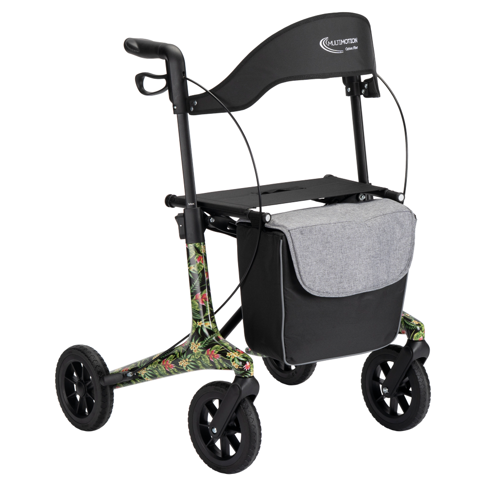 MultiMotion MultiMotion Carbon rollator met softwielen - Maat M - Bloemenprint