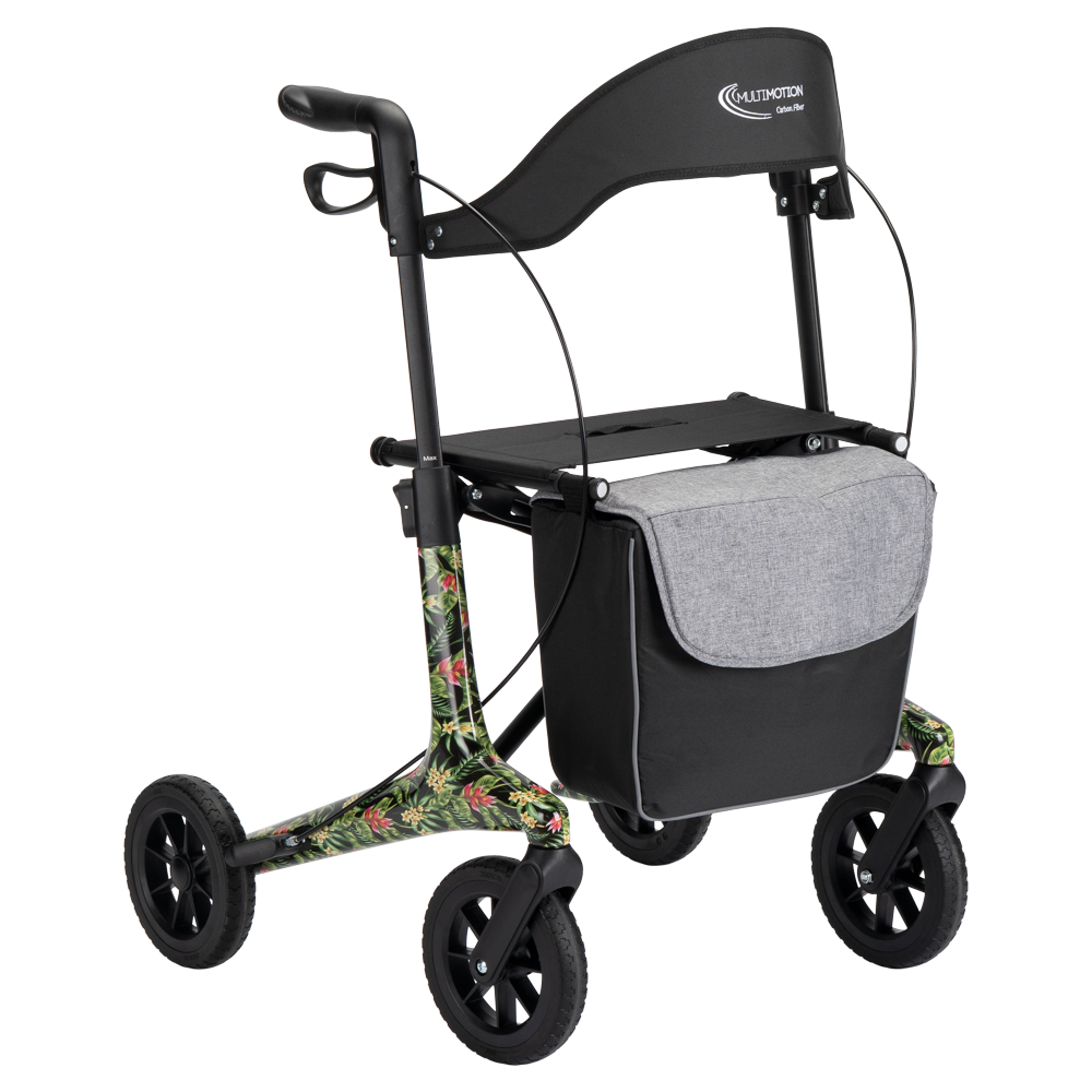 MultiMotion MultiMotion Carbon rollator met softwielen - Maat M - Bloemenprint