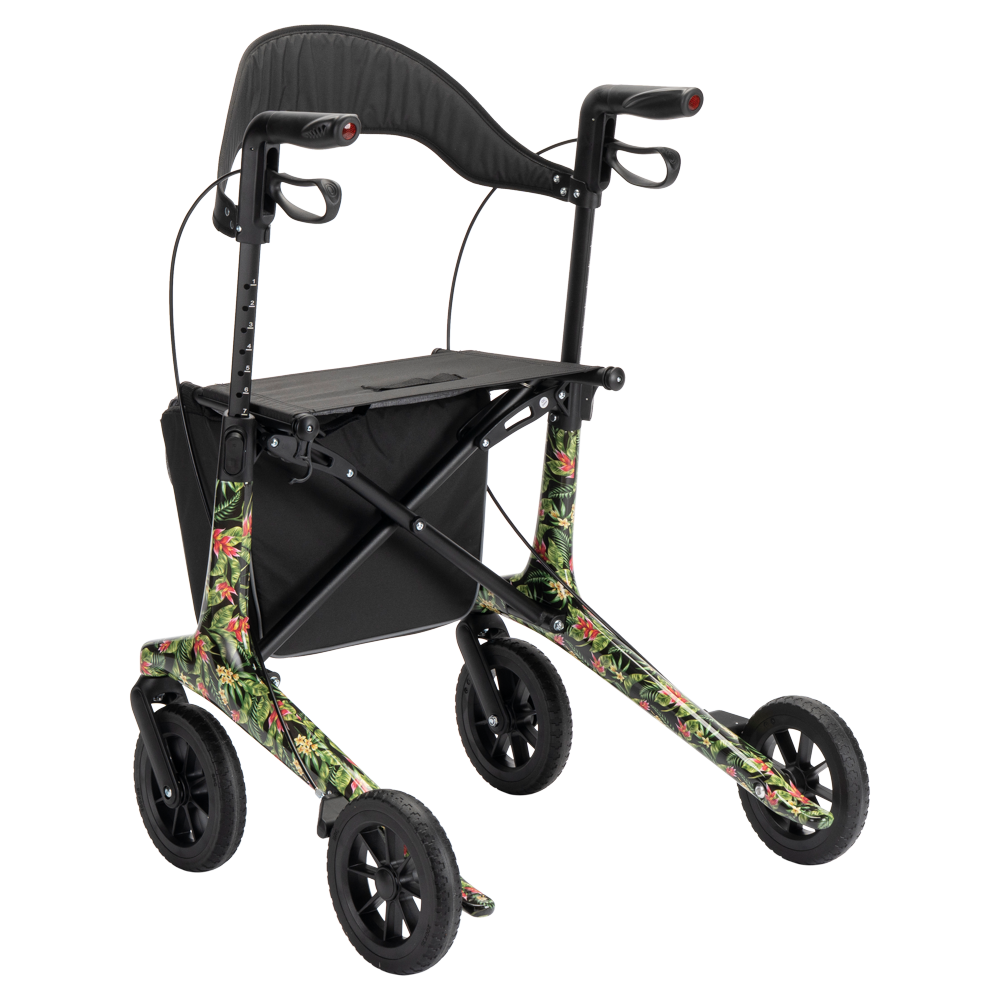 MultiMotion MultiMotion Carbon rollator met softwielen - Maat M - Bloemenprint
