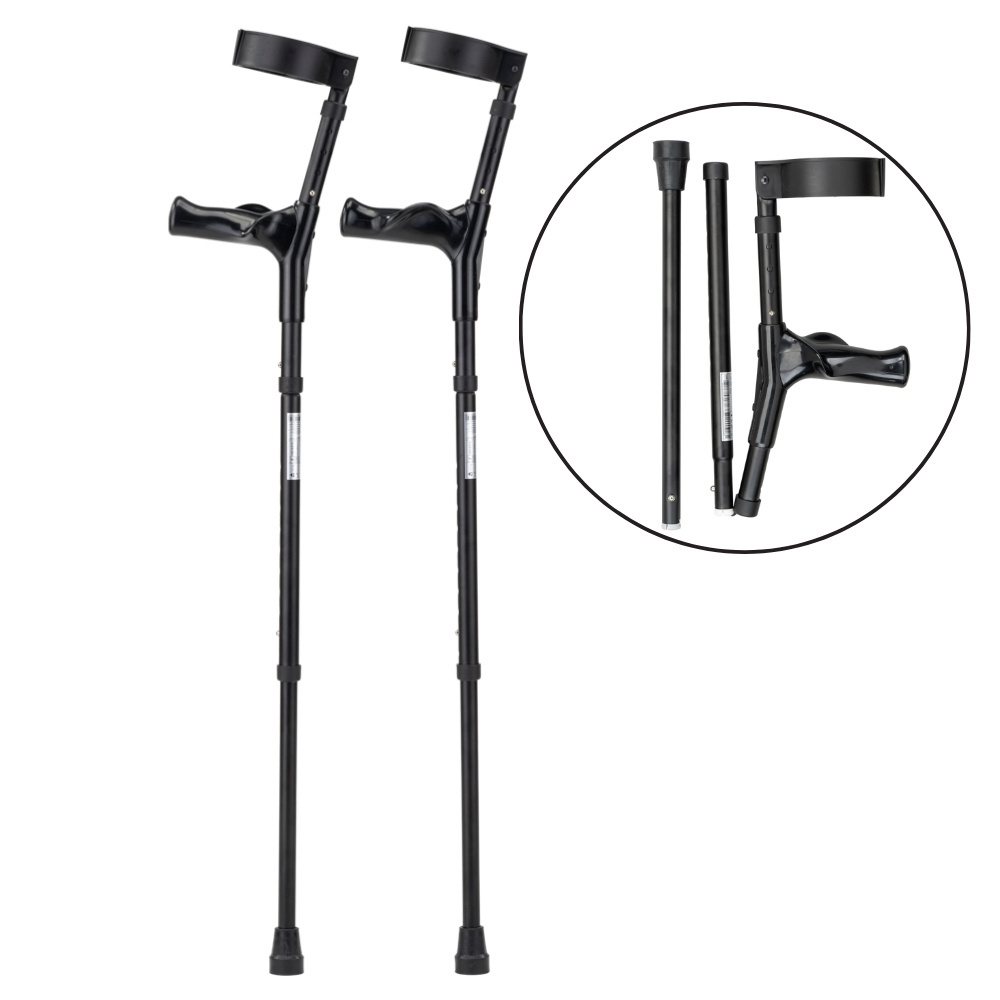 MultiMotion Opvouwbare elleboogkrukken anatomisch, zwart met opbergtas