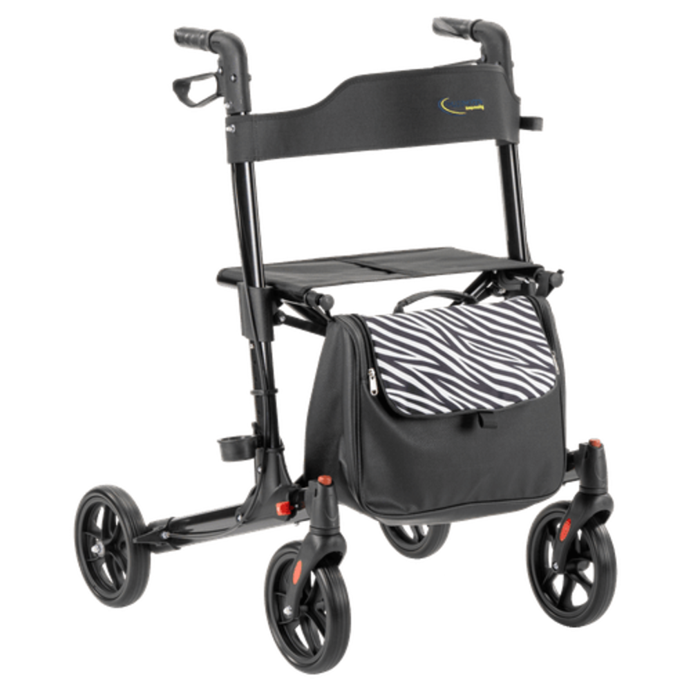 MultiMotion Rollatortas skai leer met zebraprint en ritssluiting