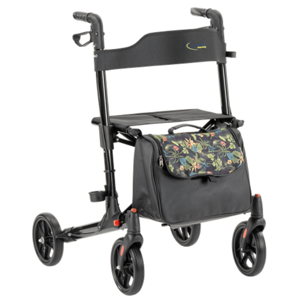 MultiMotion Rollatortas skai leer met bloemenprint en ritssluiting