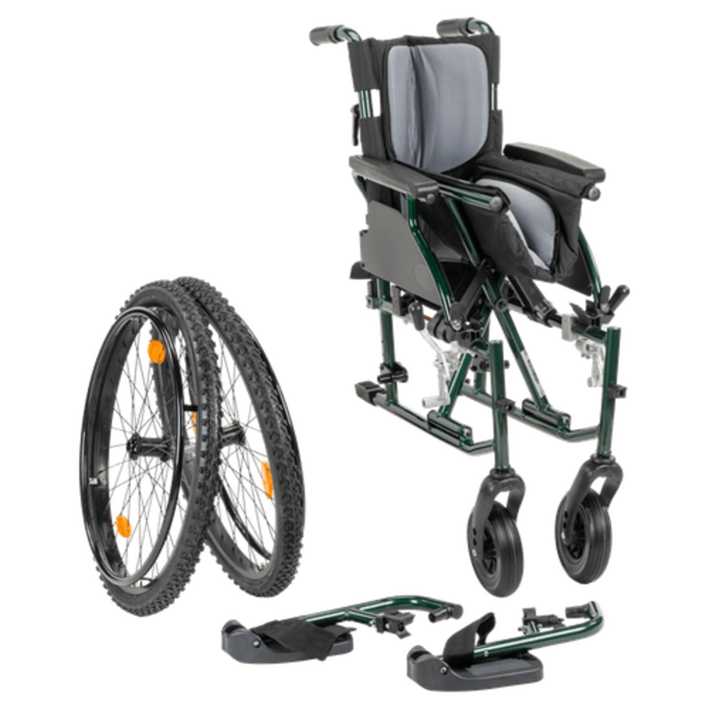 MultiMotion MultiMotion M10 rolstoel met mountainbike luchtbanden en verstelbare handvatten, lichtgewicht - 50 cm - Groen