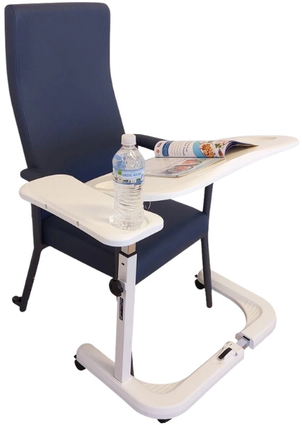 Bedtafel met verstelbare voet en zijtafel