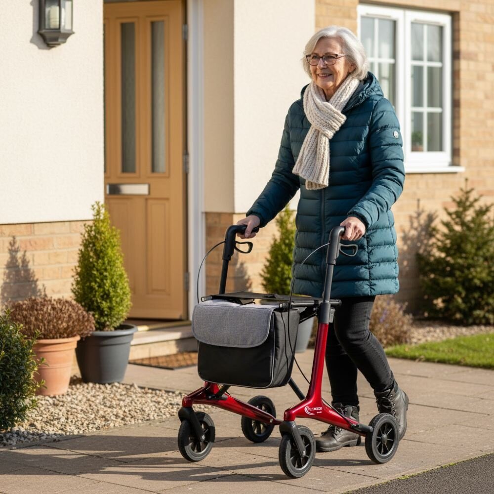 MultiMotion MultiMotion Carbon rollator met softwielen - Maat M - Rood