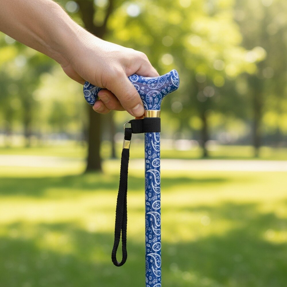 MultiMotion MultiMotion Premium wandelstok - volledige blauwe Paisley print