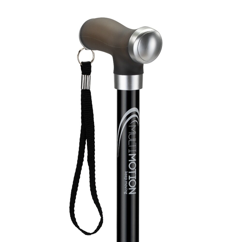 MultiMotion MultiMotion wandelstok met zacht siliconen handvat - Zwart