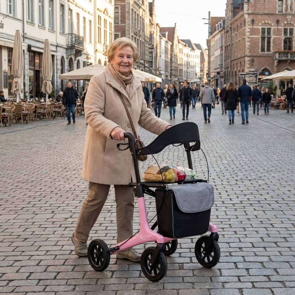 MultiMotion MultiMotion Carbon rollator met softwielen - Maat M - Roze