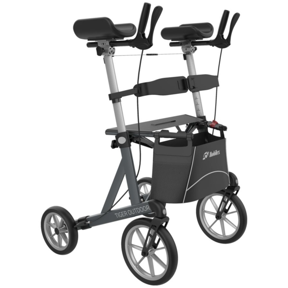 Mobilex Mobilex Tiger Outdoor rollator met onderarmschalen  en softwielen– Antraciet