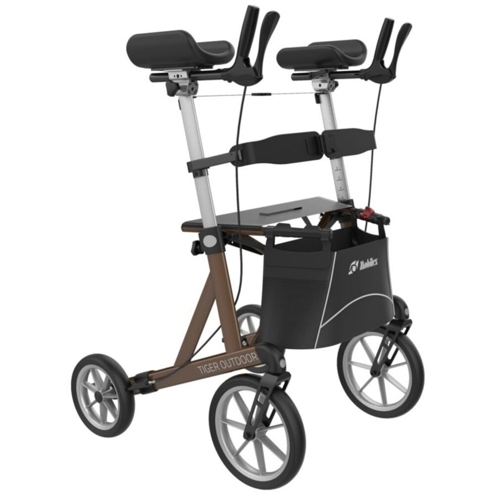 Mobilex Mobilex Tiger Outdoor rollator met onderarmschalen  en softwielen– Bruin