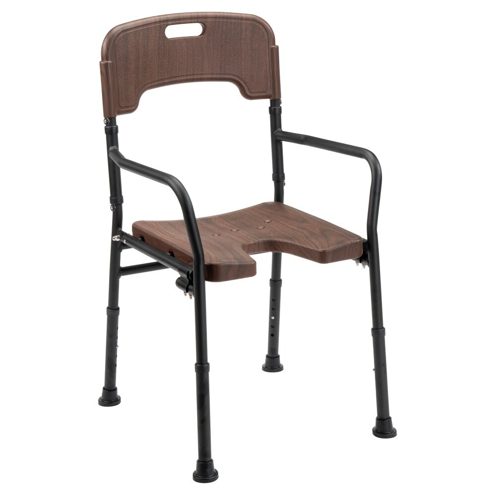 MultiMotion Opvouwbare douchestoel met hygiëne uitsparing - Walnoot print