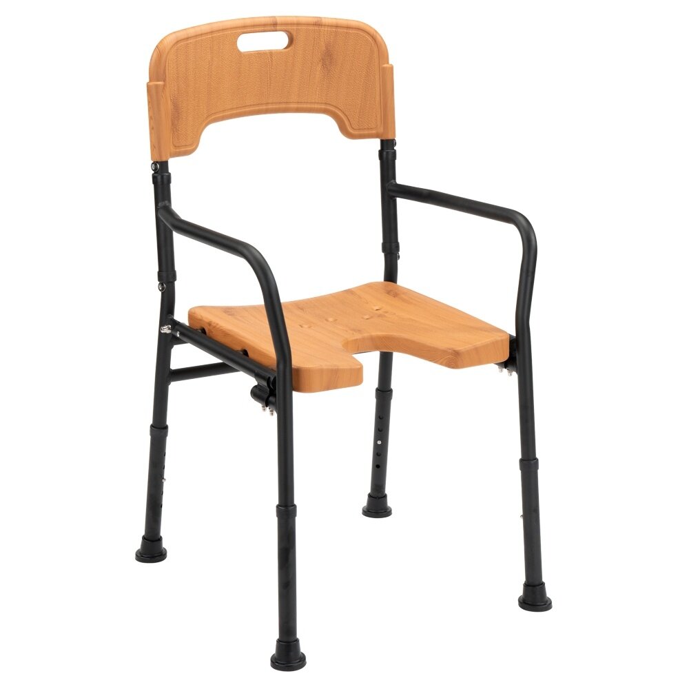 MultiMotion Opvouwbare douchestoel met hygiëne uitsparing - Beuken print