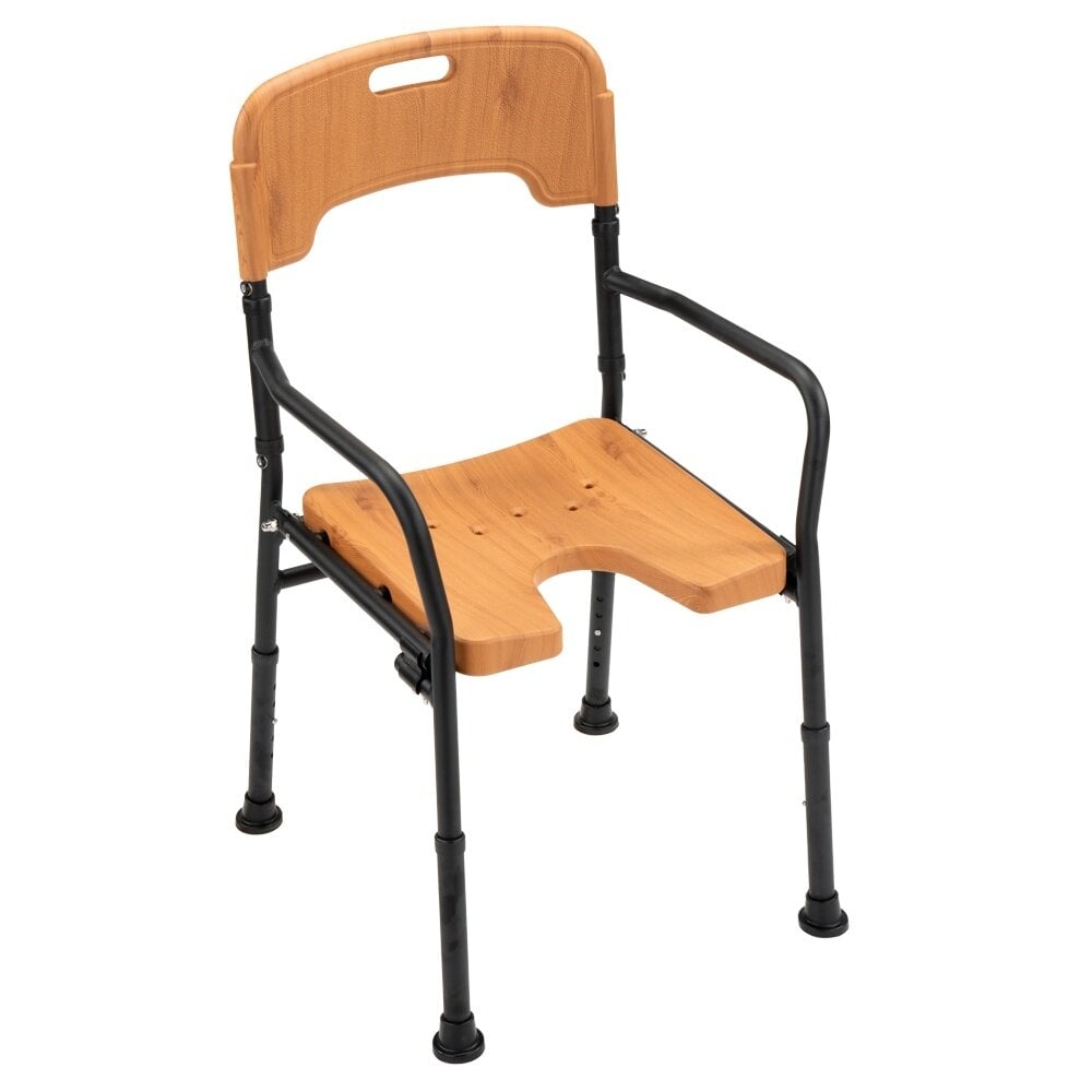 MultiMotion Opvouwbare douchestoel met hygiëne uitsparing - Beuken print