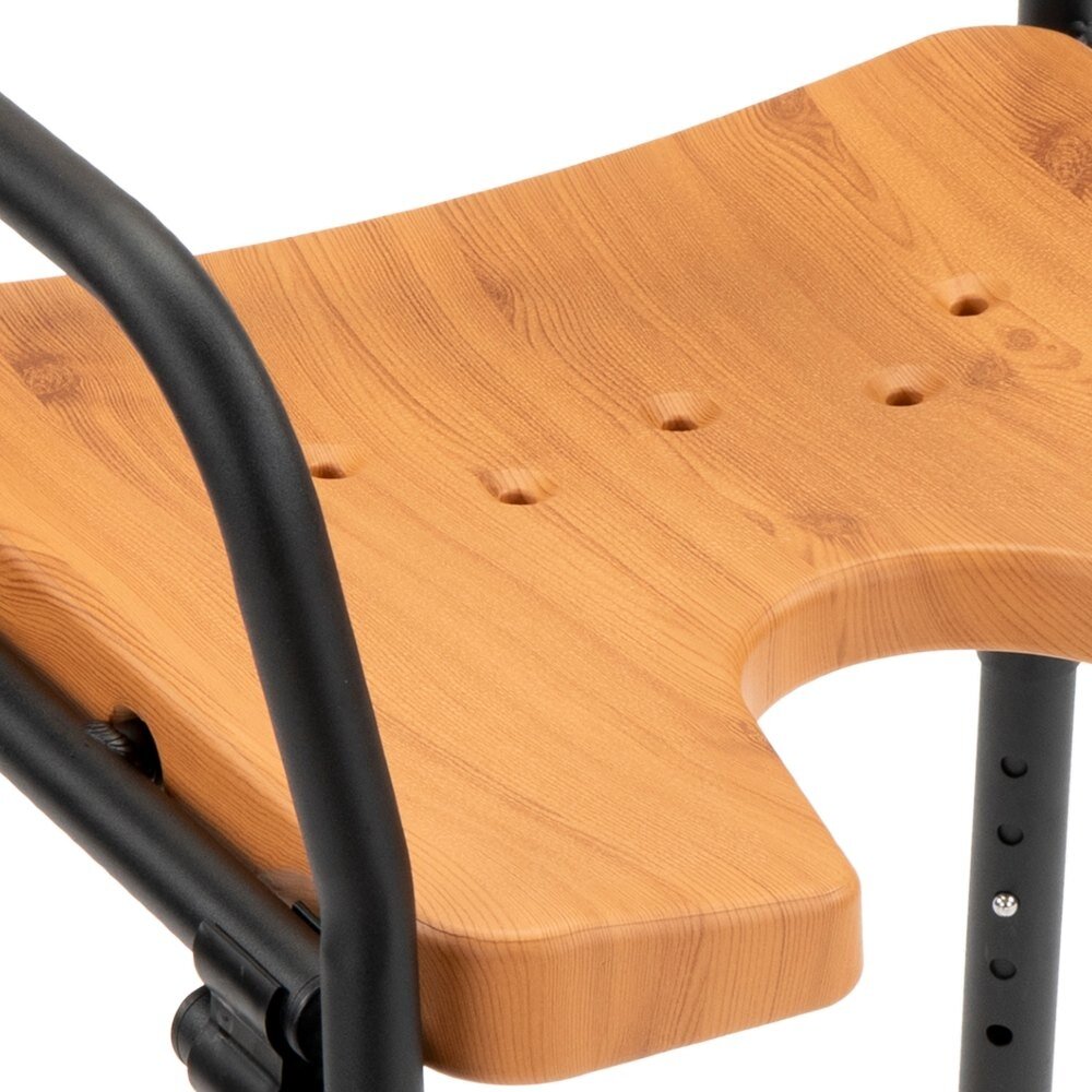 MultiMotion Opvouwbare douchestoel met armleuningen en hygiëne-uitsparing – Beuken houtprint