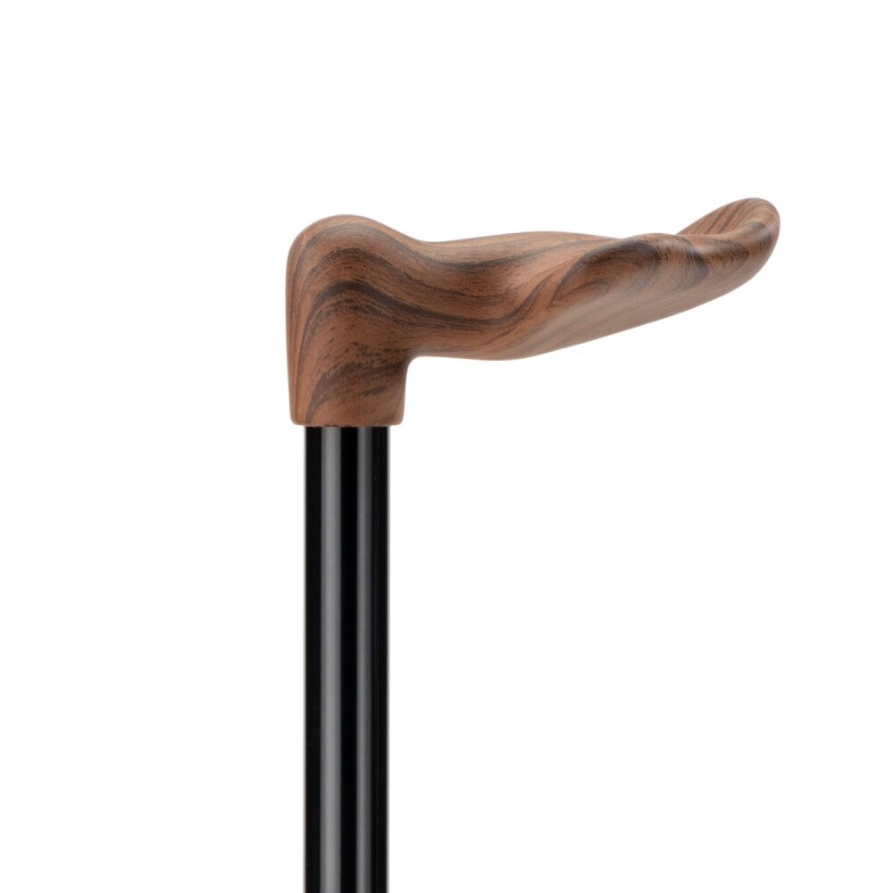 MultiMotion Ergonomische wandelstok met anatomisch handvat en houtprint – Rechts