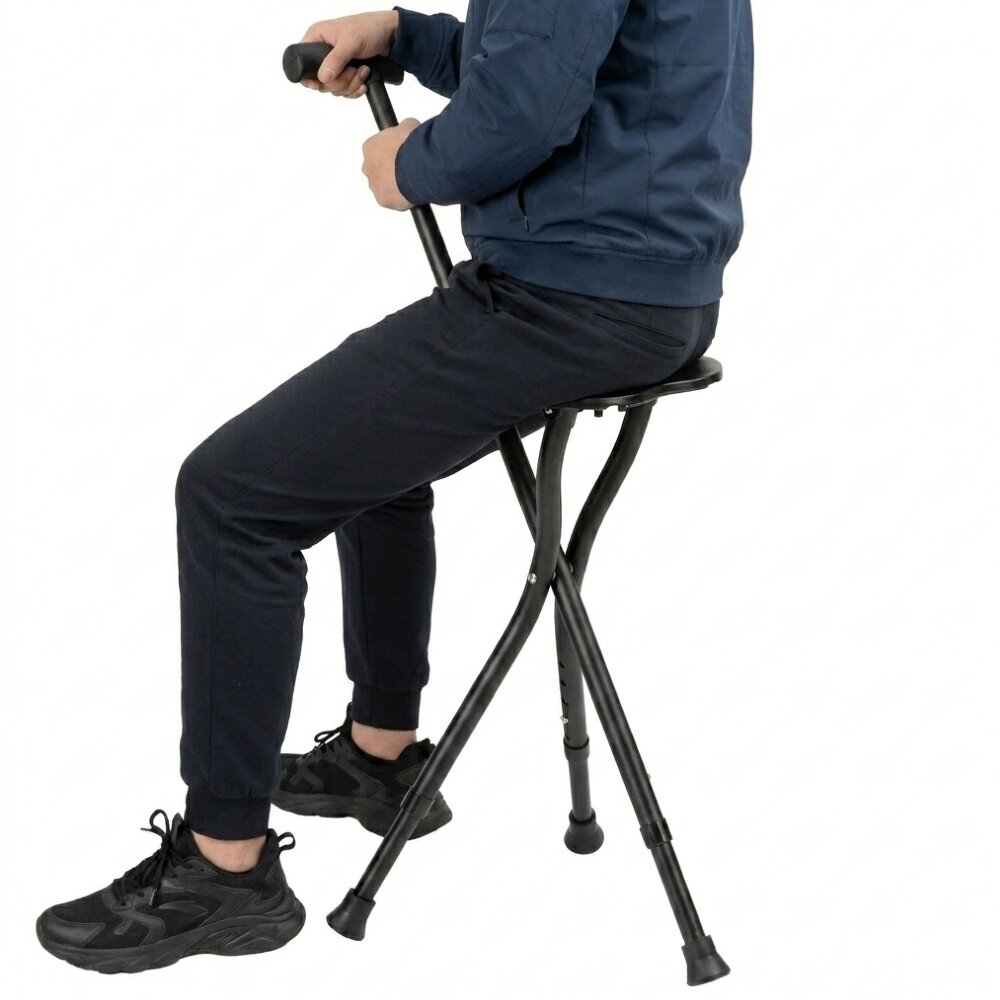 MultiMotion MultiMotion wandelstok met zitje - Zwart