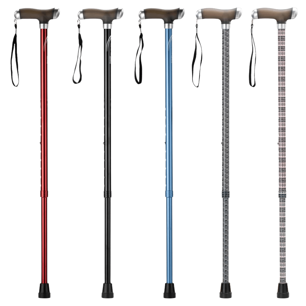 Wandelstok met siliconen handvat in vijf kleuren
