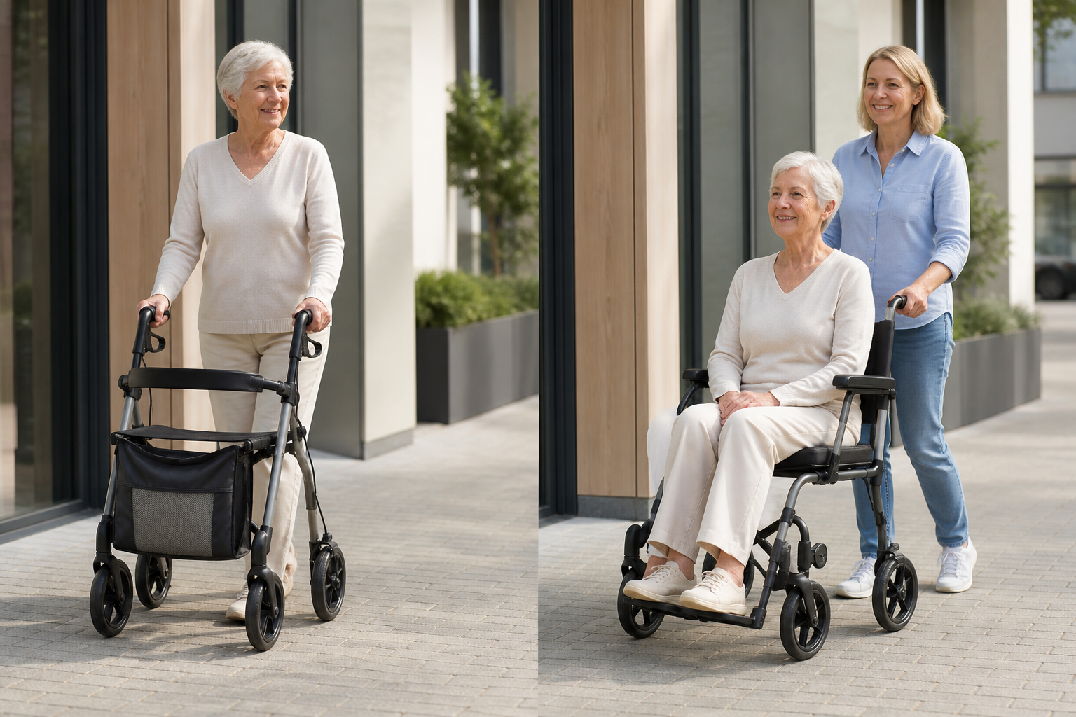 Transport rolstoel en rollator in 1