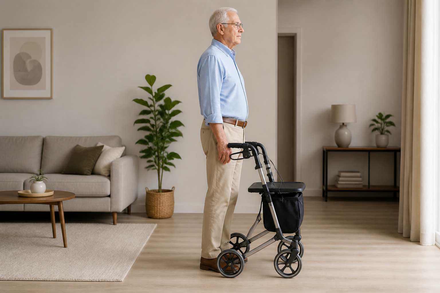 Juiste hoogte van de handvatten van een rollator