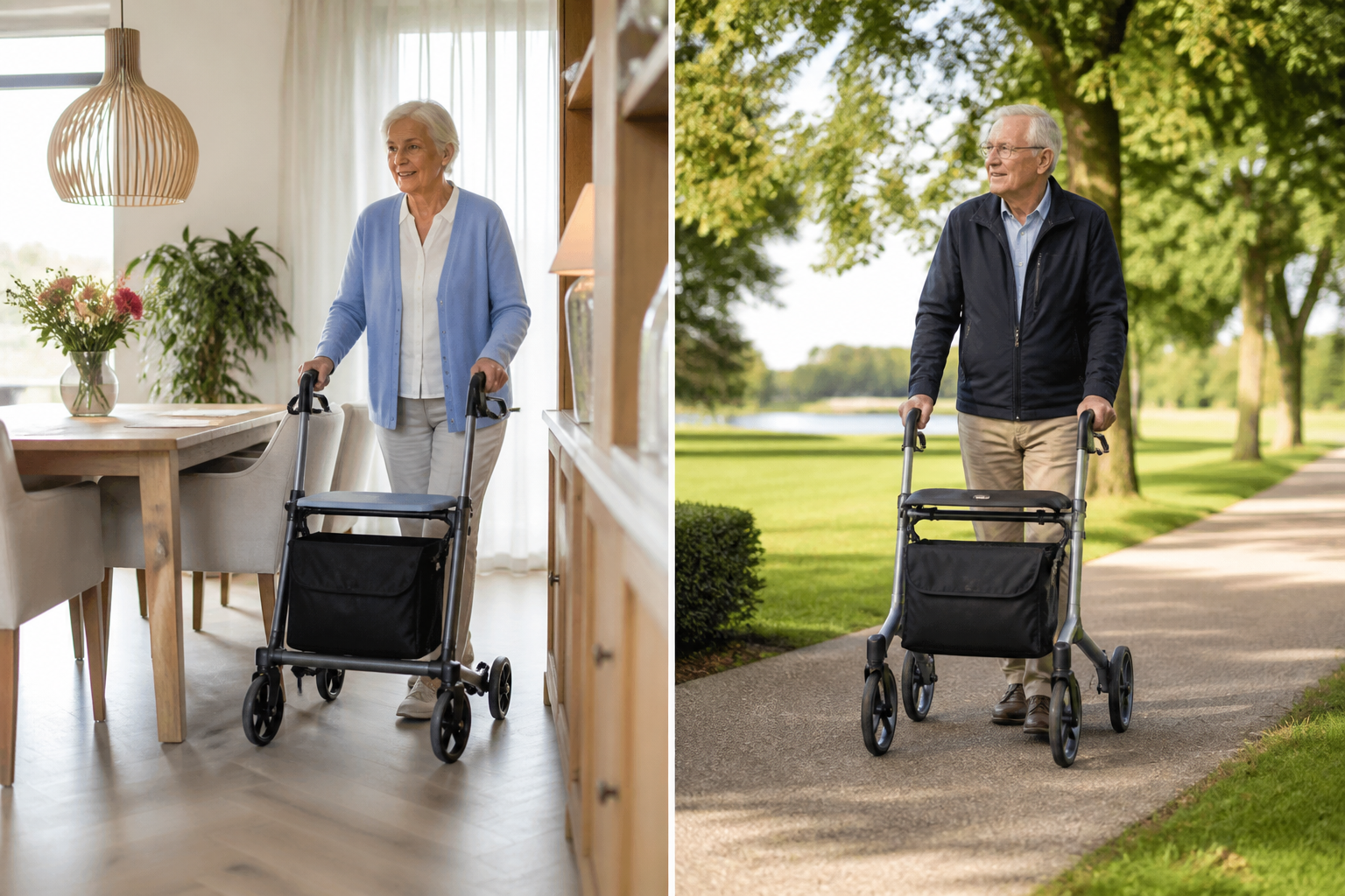Rollator voor binnengebruik en buitengebruik