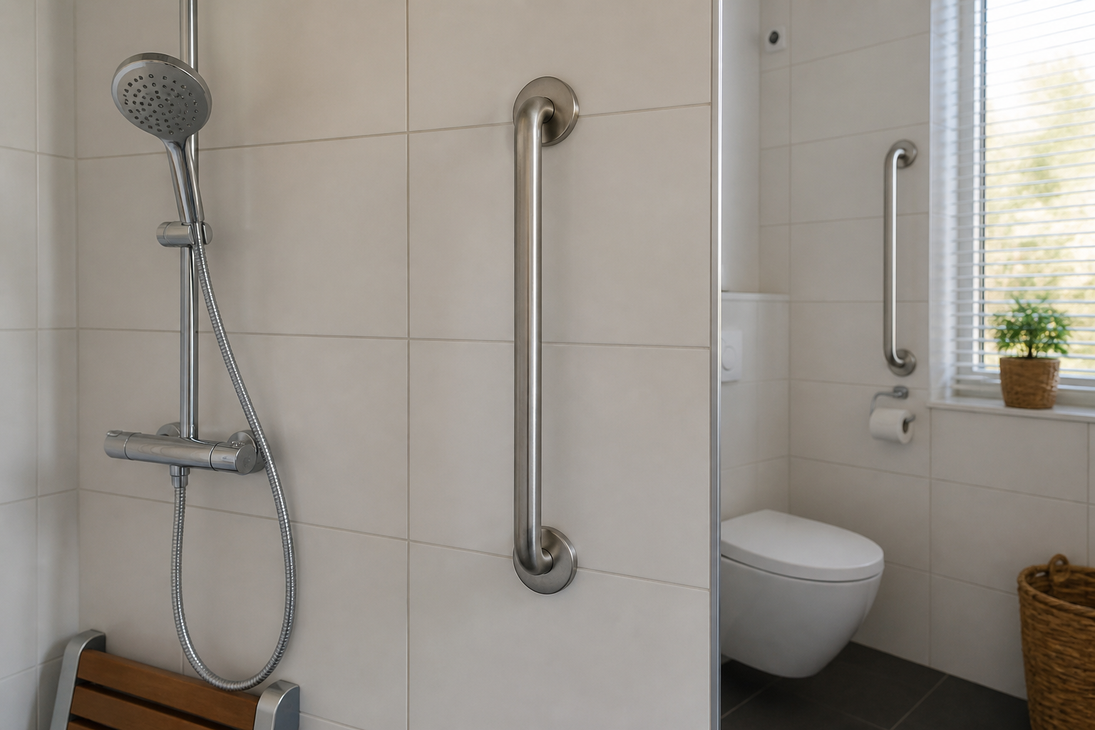 Wandbeugel in de badkamer voor extra houvast