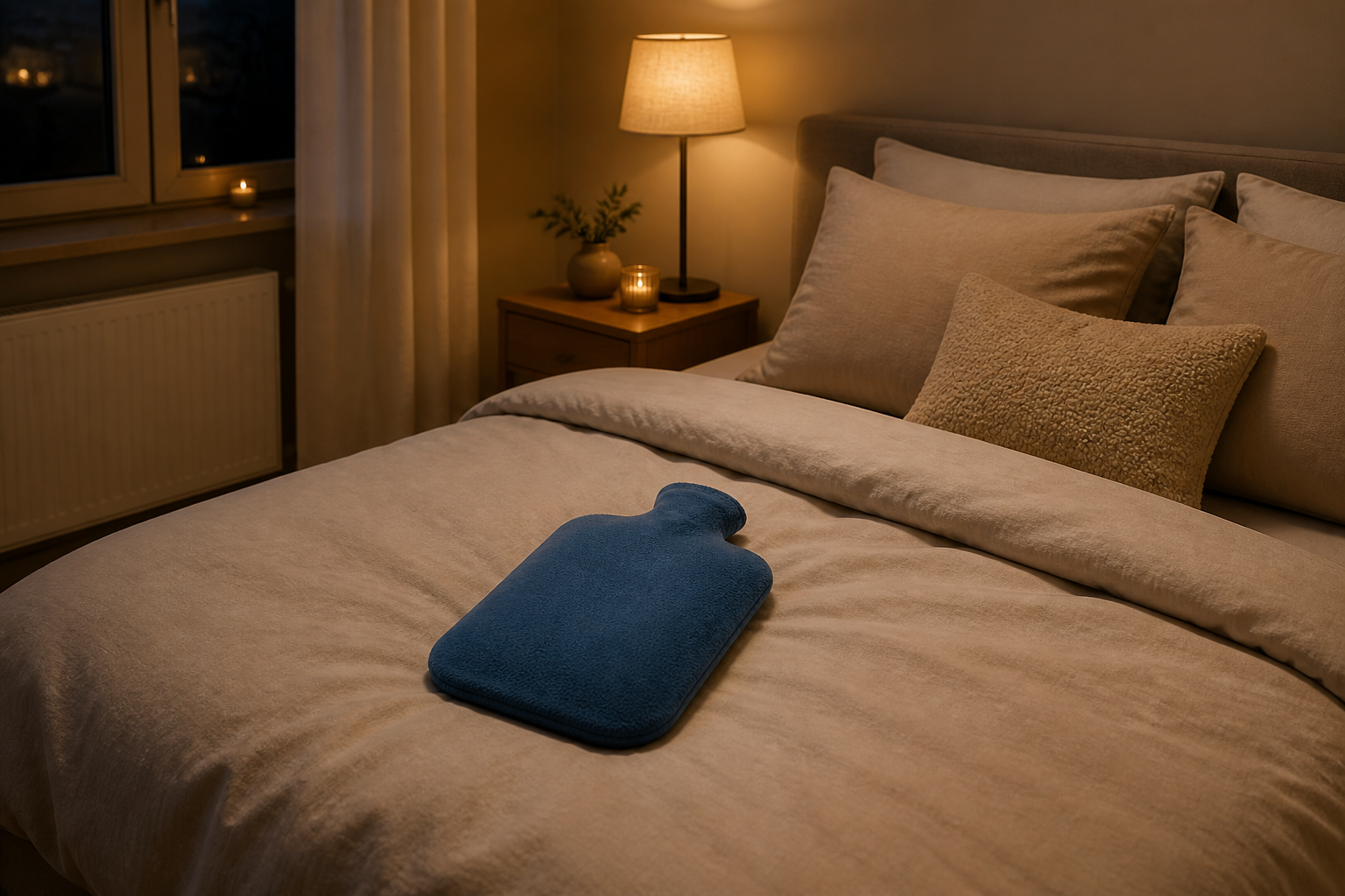 Kruik in bed gebruiken om het bed voor te verwarmen