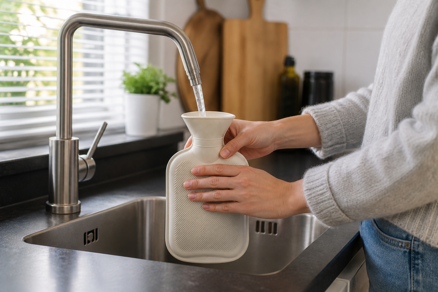 Warmwaterkruik veilig vullen met warm water