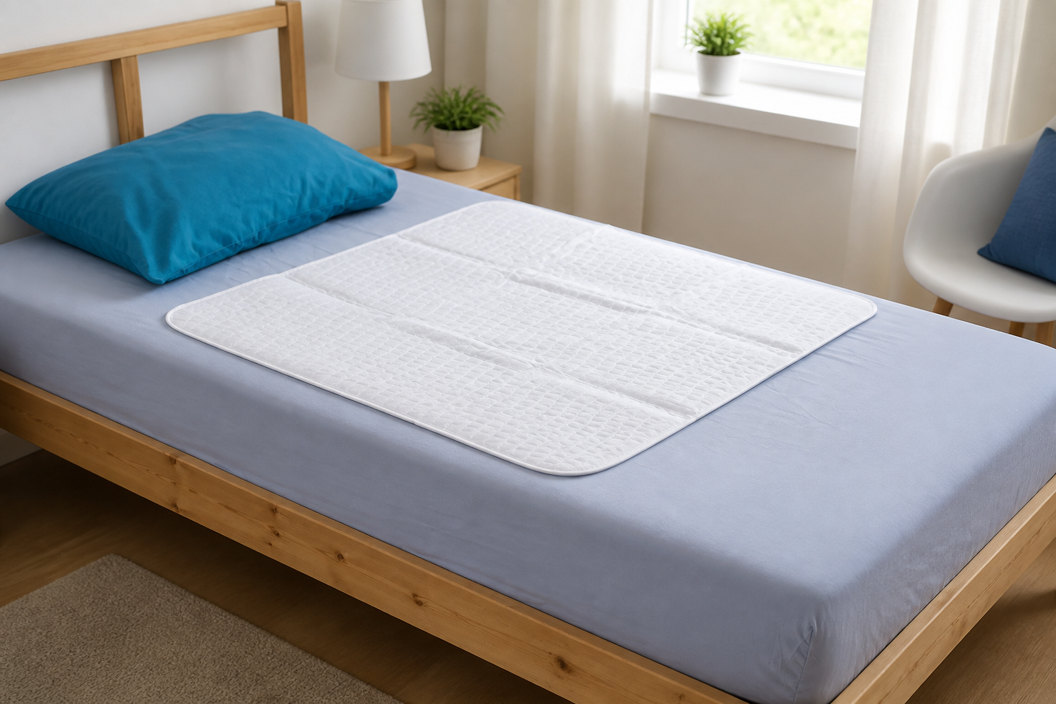Wasbare matrasbeschermer op bed