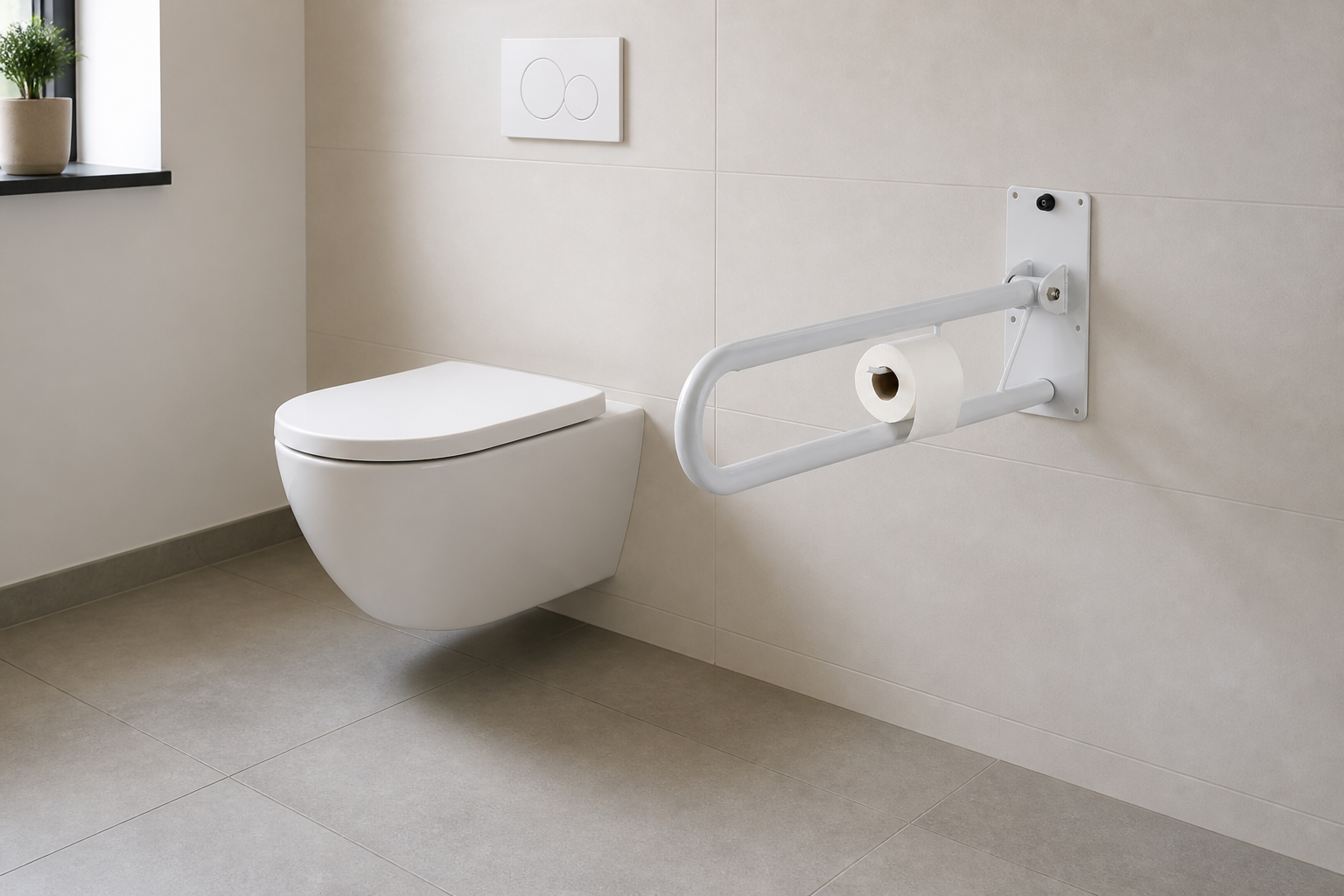 Plaatsing van een toiletbeugel of wc-beugel naast het toilet