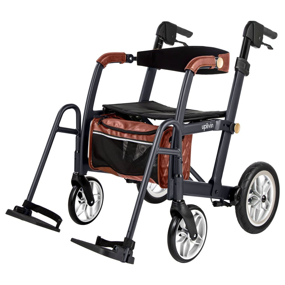 Uplivin Uplivin Glide 2-in-1 rollator en transportstoel – Zwart