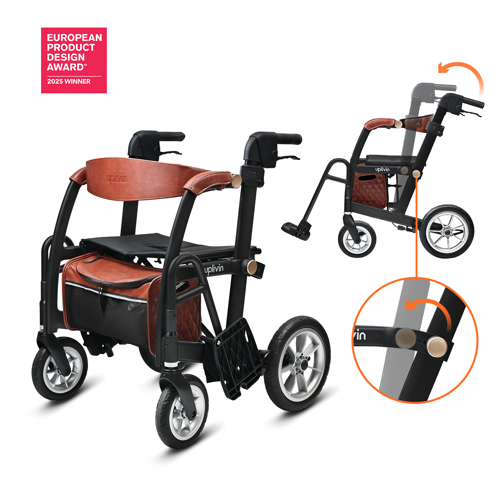 Uplivin Uplivin Glide 2-in-1 rollator en rolstoel zwart
