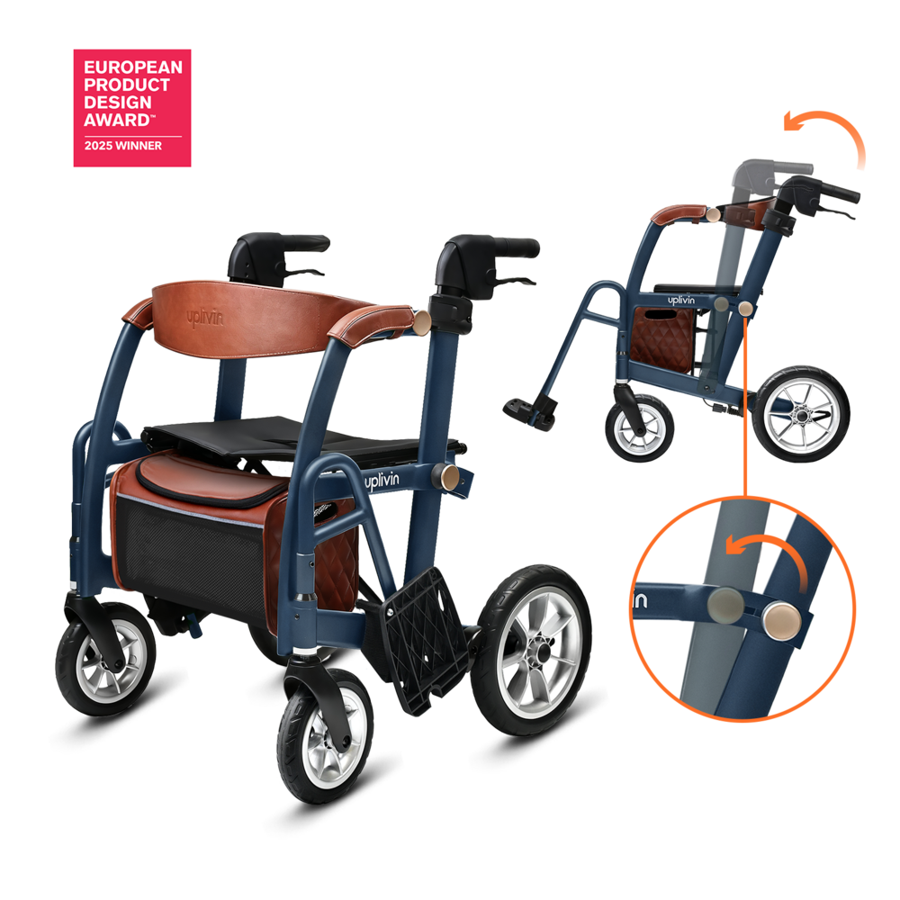 Uplivin Uplivin Glide 2-in-1 rollator en transportstoel – Blauw