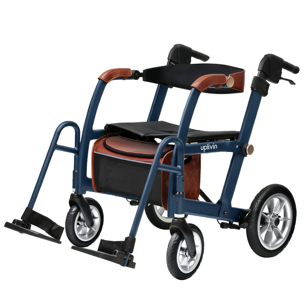 Uplivin Uplivin Glide 2-in-1 rollator en transportstoel – Blauw