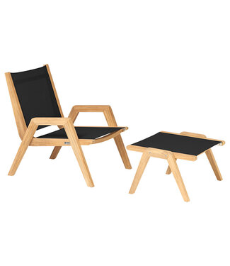 Traditional Teak Kate Lazy Lounge Chair zwart