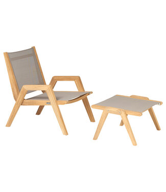Traditional Teak Kate Lazy Lounge Chair - taupe