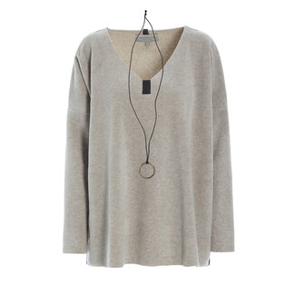 1336 Blouse V-Neck - Sand - Henriette Steffensen - 't Swarte Schaep