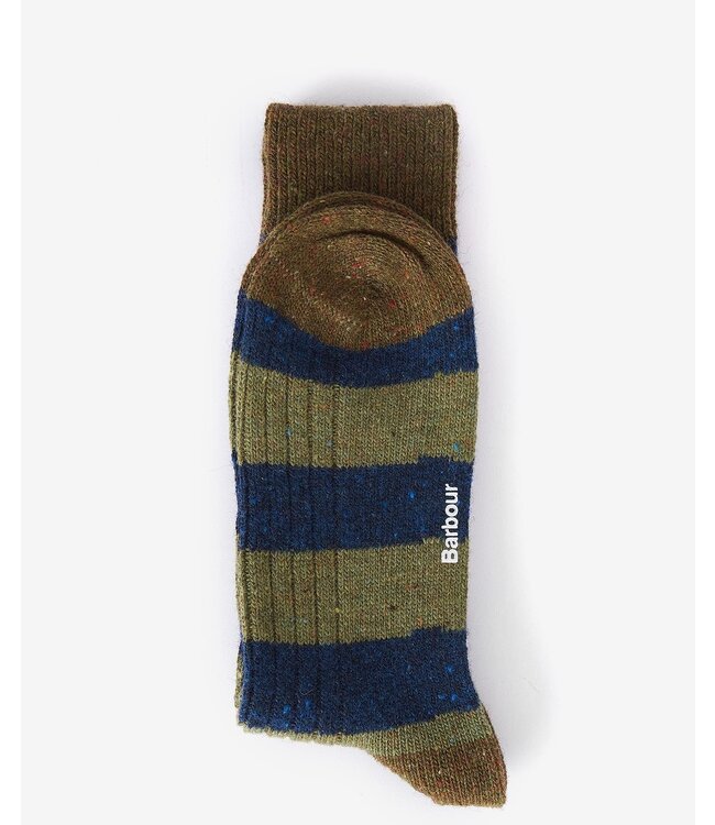 Houghton stripe socks - Bleached Olive/Navy