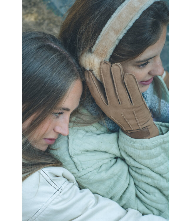 Dameshandschoenen -  Goat Suède – Cognac