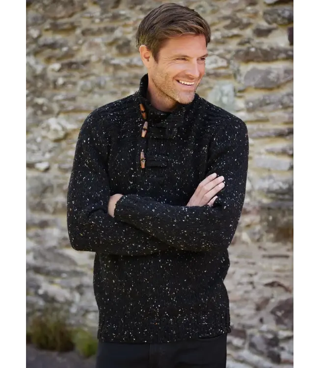 Heren Sweater - Toggled Buttoned - Teal Grey