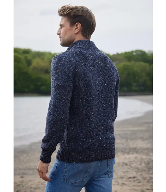 Heren Sweater - Zip Neck - Navy Slate