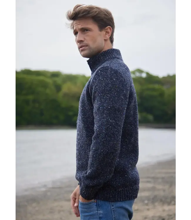 Heren Sweater - Zip Neck - Navy Slate