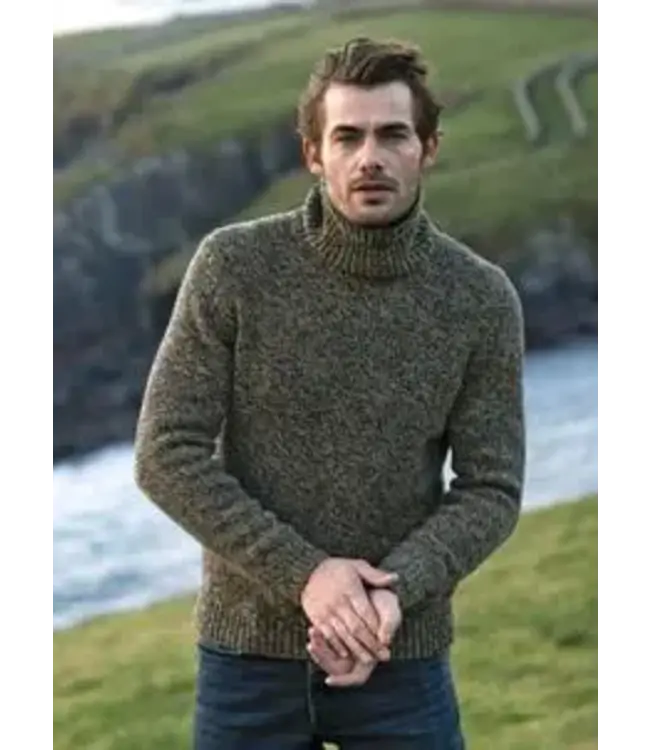 Fisherman-out-of-ireland - herentrui met col - Mustard Grey