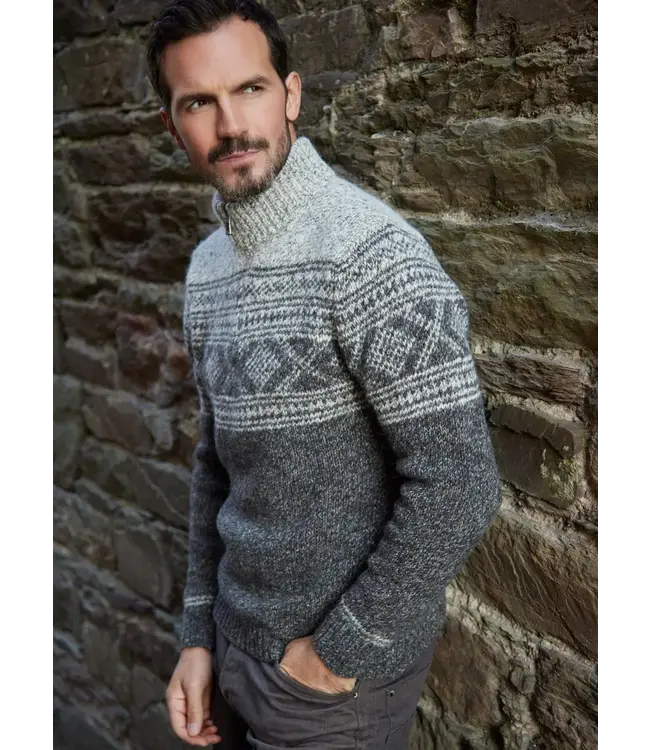 Heren Sweater - Jacquard patroon - Granite