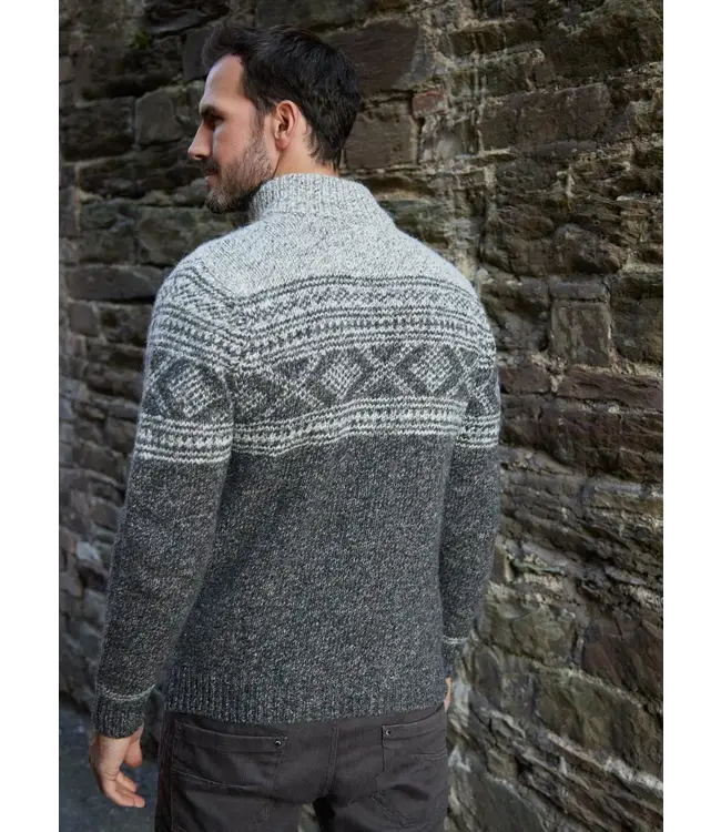 Wollen trui met rits - Jacquard patroon - Granite