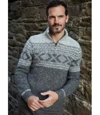 Fisherman out of Ireland Wollen trui met rits - Jacquard patroon