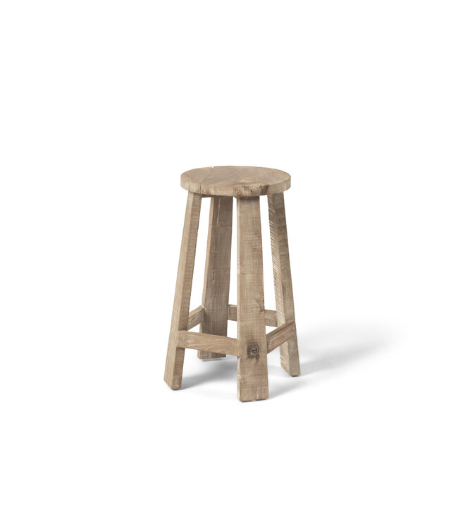 Barkruk Alex - teak natural grey -Ø34 X H65 CM