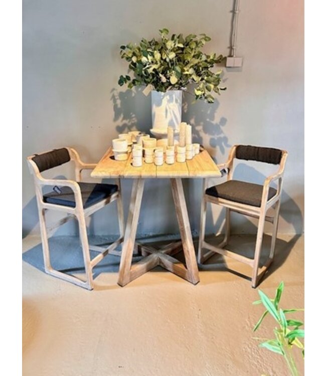 Bistro bartafel Dennis - teak natural grey